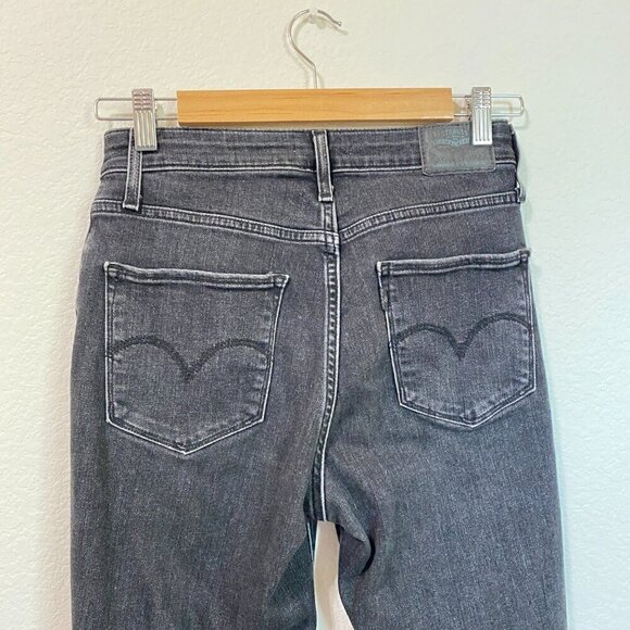 Levi’s 721 High Rise Skinny Distressed Split Knee Black Washed Jeans Size 27 - Picture 4 of 8